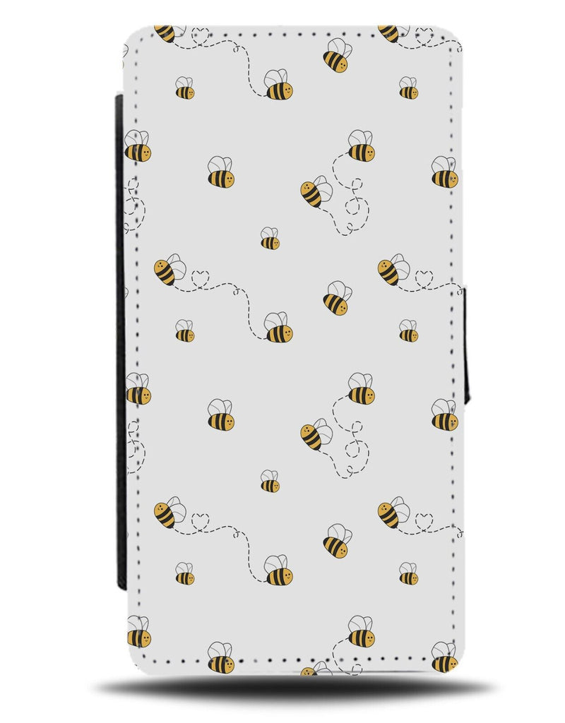 Children's BumbleBees Flip Wallet Case Bee Bees Symbols Flying Picture Kids AE08