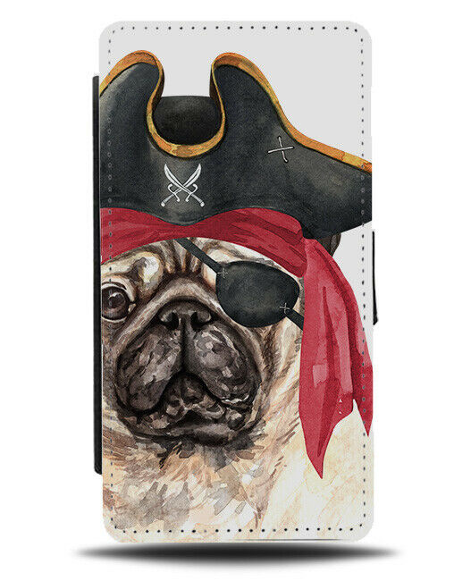 Pirate Pug Flip Wallet Case Pirates Fancy Dress Costume Pugs Face K738