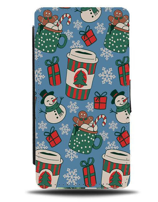 Green Christmas Coffees Pattern Flip Wallet Case Design Pattern Cup Cups N911
