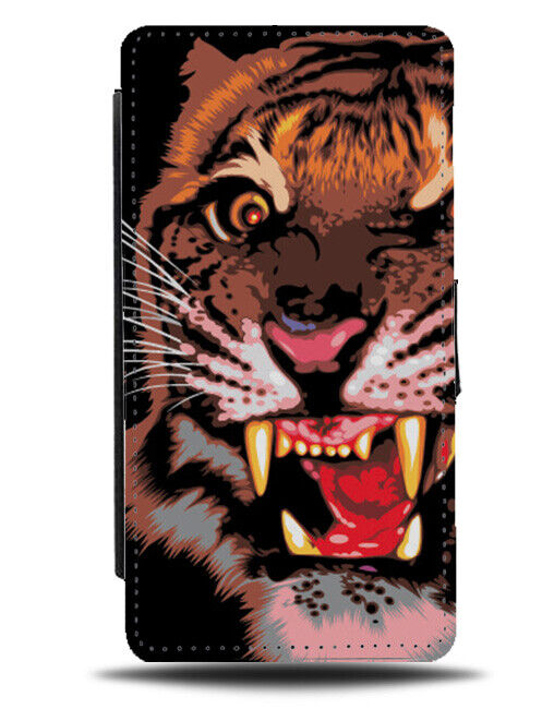 Scary Tigers Face Flip Wallet Case Tiger Head Gothic Animal Eyes Teeth K333