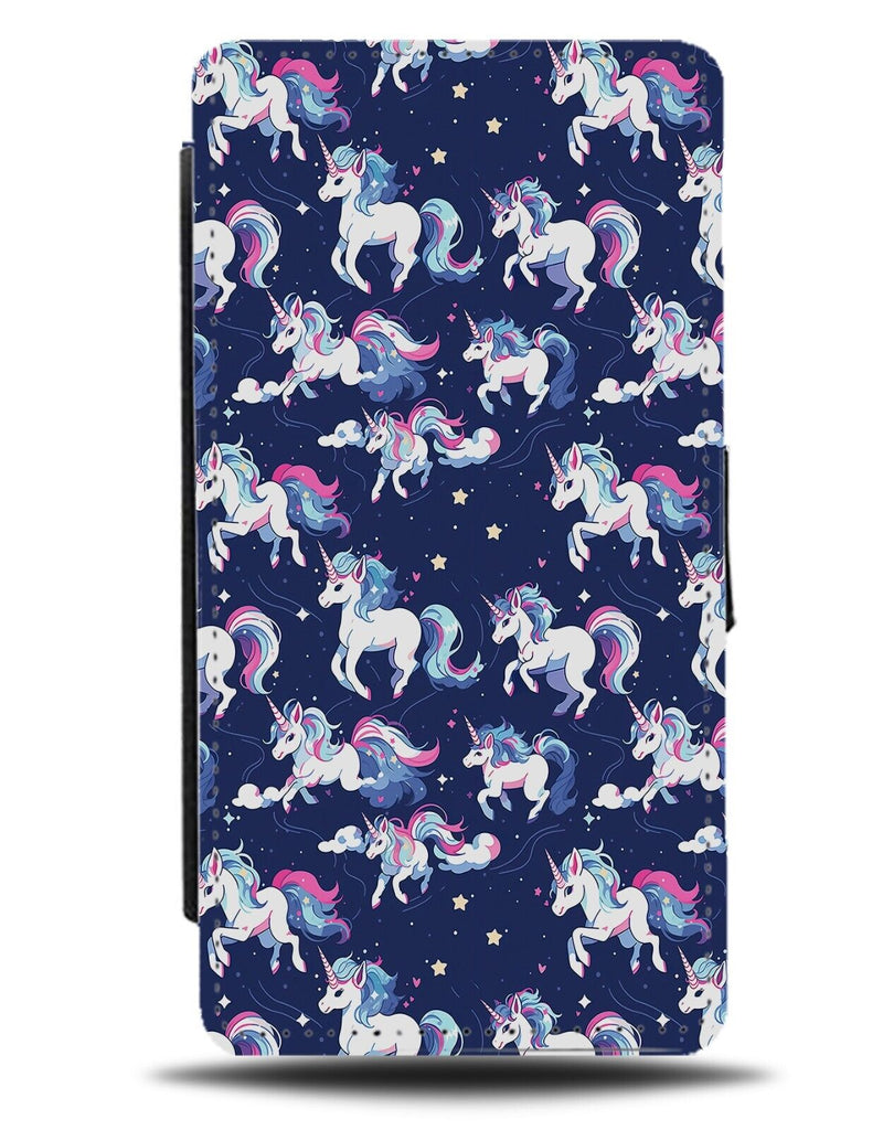 Unicorns In The Sky Pattern Flip Wallet Case Unicorn Colourful Rainbow Sky CC23