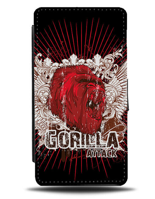 Red Gorilla Flip Wallet Phone Case Spirals Spiral Pattern Wings Gorillas E529
