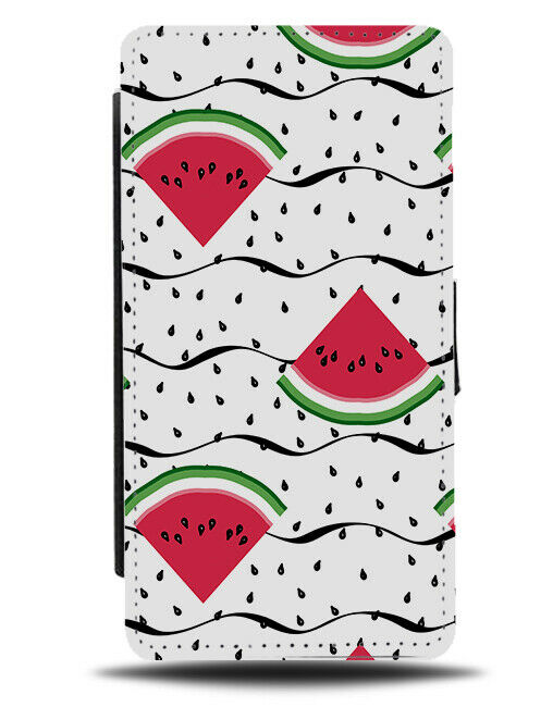 Wavy Watermelon Lines Flip Wallet Case Water Melon Slice Tropical E801