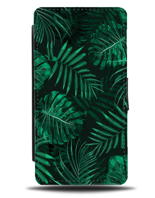 Dark Night Palm Tree Jungle Flip Wallet Case Time Leaves Branches Ferns E704