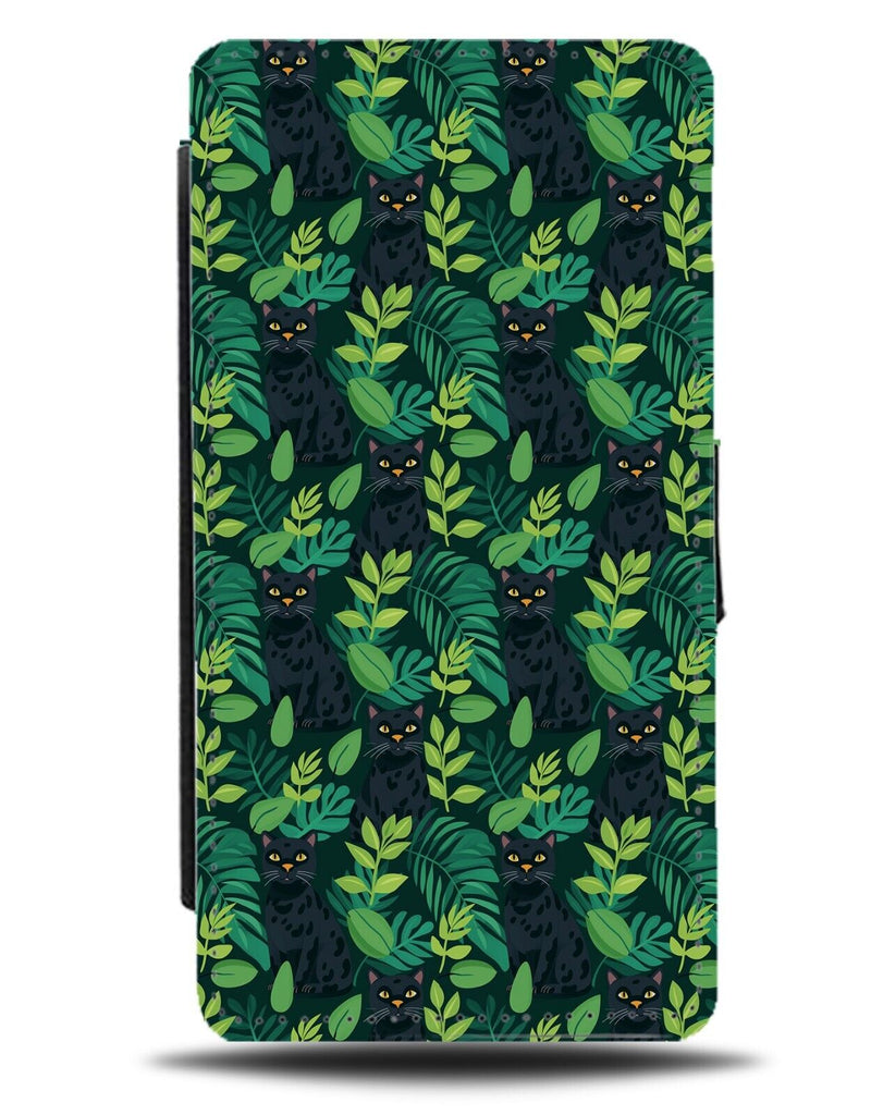 Black Cats In The Trees Pattern Flip Wallet Case Cat Jungle Eyes Bombay CG26