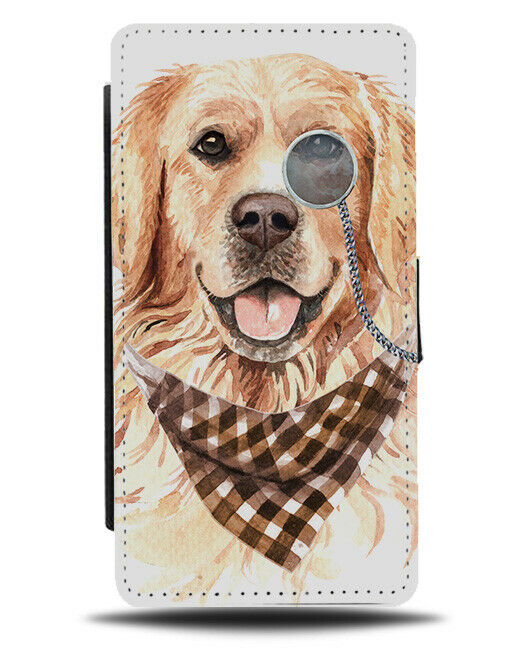 Labrador Flip Wallet Phone Case Monocol Banada Pet Gentleman Posh Painting K557