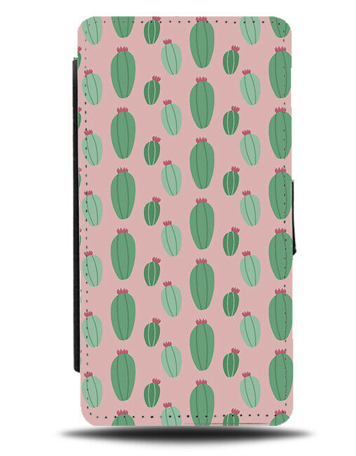 Pink Cactus Plant Flip Wallet Case Multiple Pattern Print Plants E953