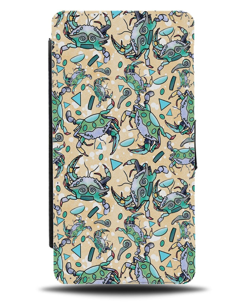 Crabs Pattern Flip Wallet Case Crab Ocean Yellow Seafood Sea Food Life Fish CZ78