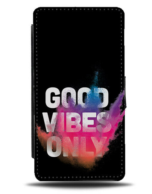 Colourful Paint Explosions Good Vibes Only Flip Wallet Phone Case Smoke E291
