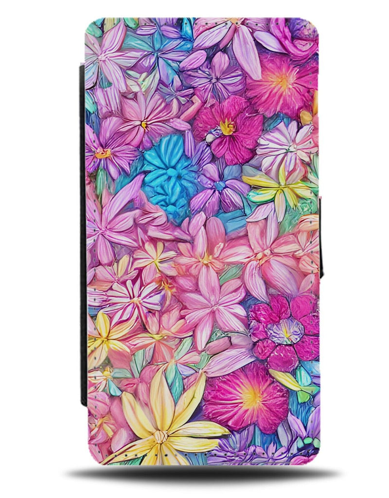Flower Pattern Flip Wallet Case Colourful Unicorn Flowers Floral Bed Beds BC12