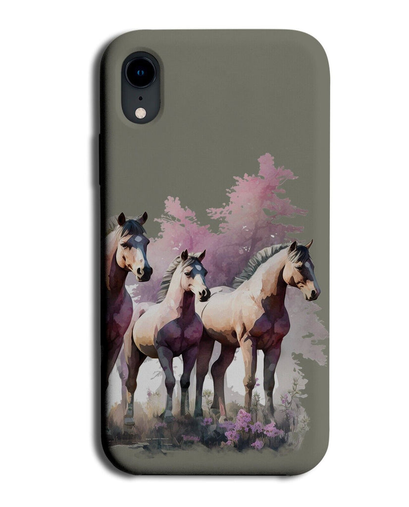 Nature Horses Group Oil Painting Phone Case Cover Watercolour Horse Pony AT70