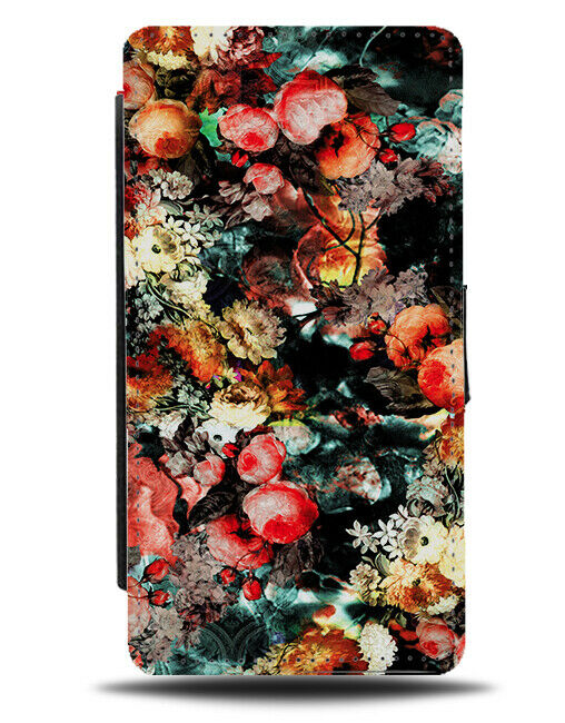 Stylish Colourful Flowers Oil Painting Flip Wallet Case Floral Art Artistic G833