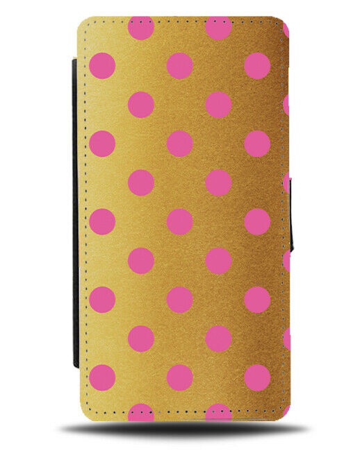 Gold Hot Pink Spotted Flip Cover Wallet Phone Case Dot Spots Pattern Golden i562