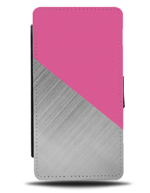 Hot Pink and Silver Flip Cover Wallet Phone Case Girly Gothic Goth Coloured i424