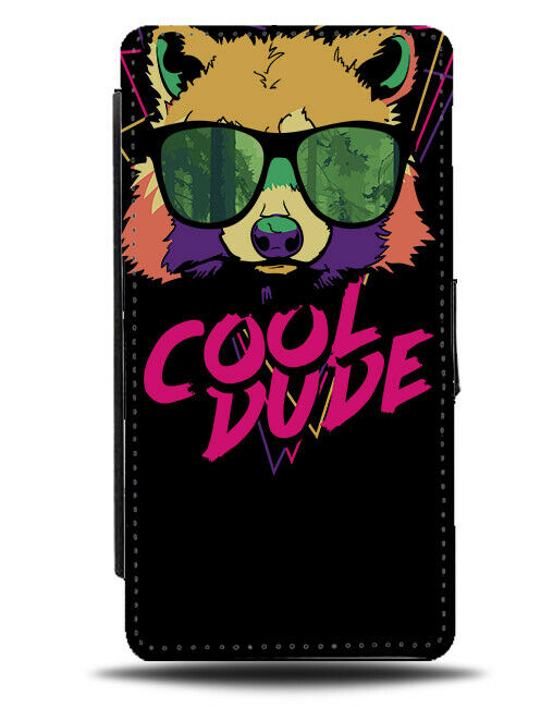 Red Panda Cool Dude Flip Wallet Phone Case Retro 80s On Black Background E447