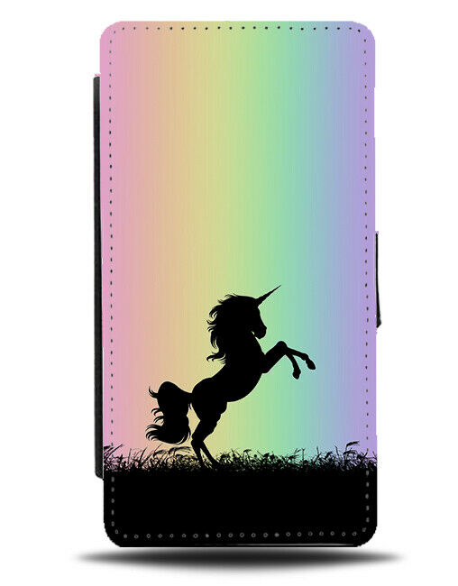 Unicorn Silhouette Flip Cover Wallet Phone Case Unicorns Rainbow Colourful I103
