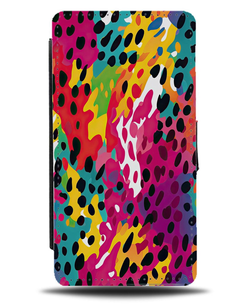 Cartoon Colourful Leopard Print Flip Wallet Case Animal Skin Patterning DB51