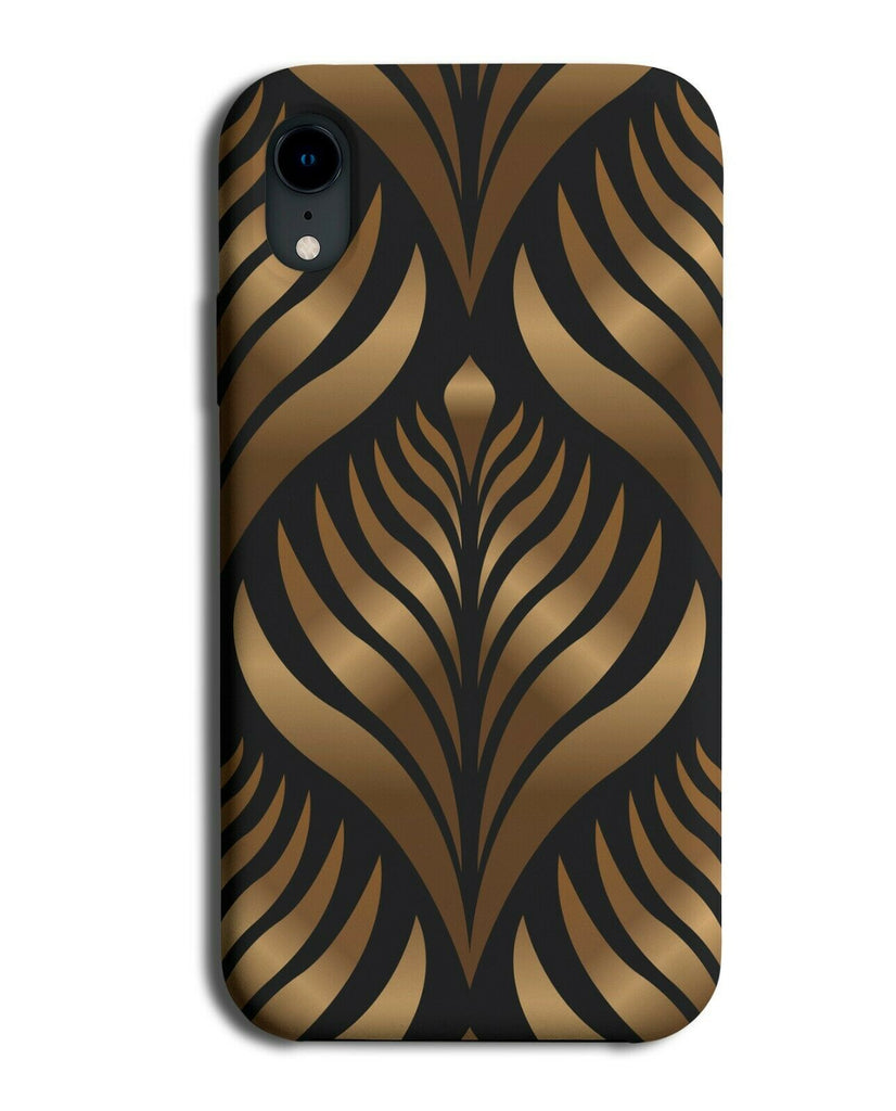 Black and Golden Floral Leaf Shapes Phone Case Cover Gold Spirals Moroccan H611