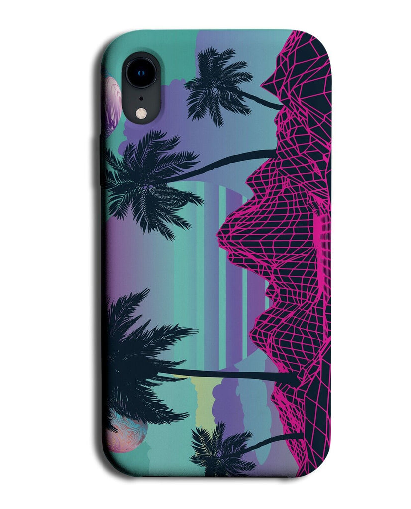 80s Neon Vapour-wave Style Phone Case Cover Planet Planets Tropical Island CR36