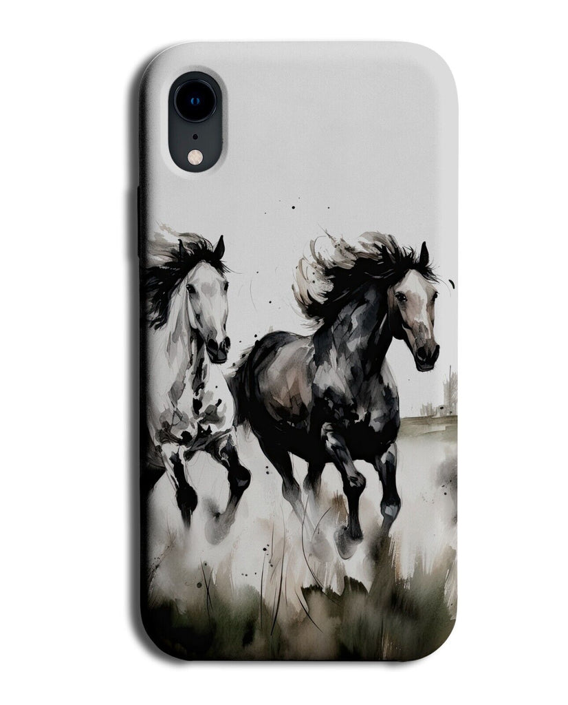 Vintage Running Horses In A Field Painting Phone Case Cover Art Artwork BF06
