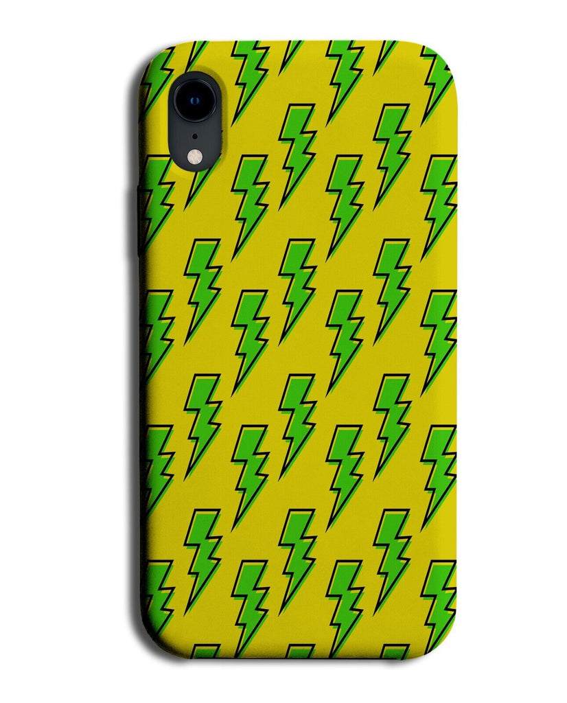 Retro Green Lightning Bolts Pattern On Yellow Phone Case Cover 80s Style CY45