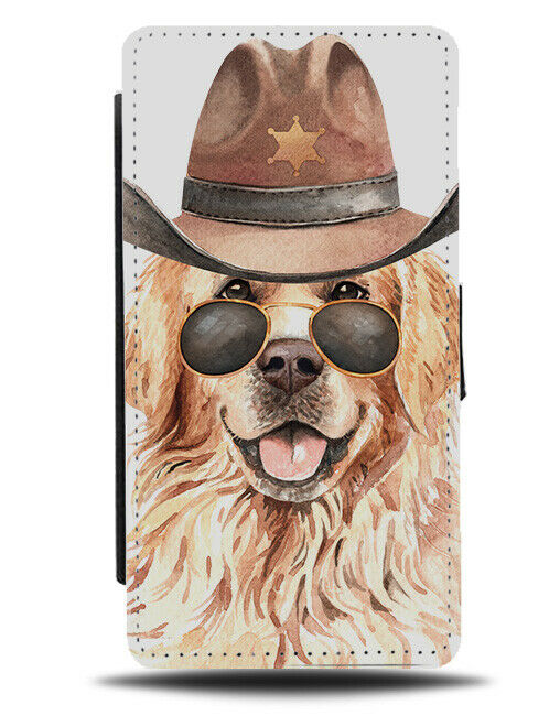 Labrador Flip Wallet Phone Case Dog Dogs Pet Cowboy Hat Sheriff Face K559