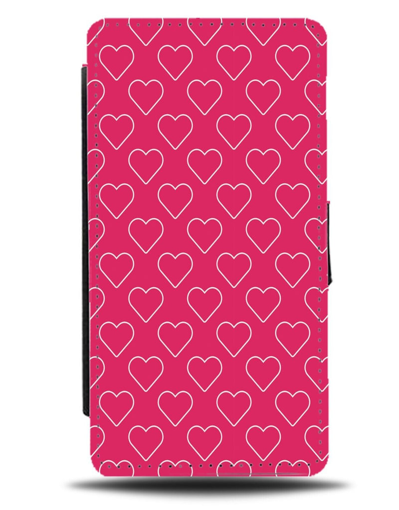 Red Love Hearts Flip Wallet Case Pink Heart Shapes Valentines Day Style CC24