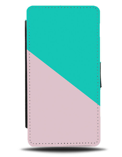 Turquoise Green & Baby Pink Flip Cover Wallet Phone Case Shades Light Pale i368