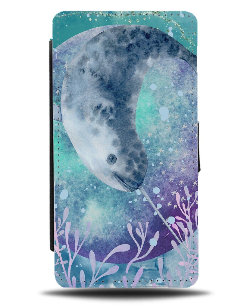 Narwal Flip Wallet Case Narwals Dolphin Long Horn On Head Gnarwhal Animal DB27