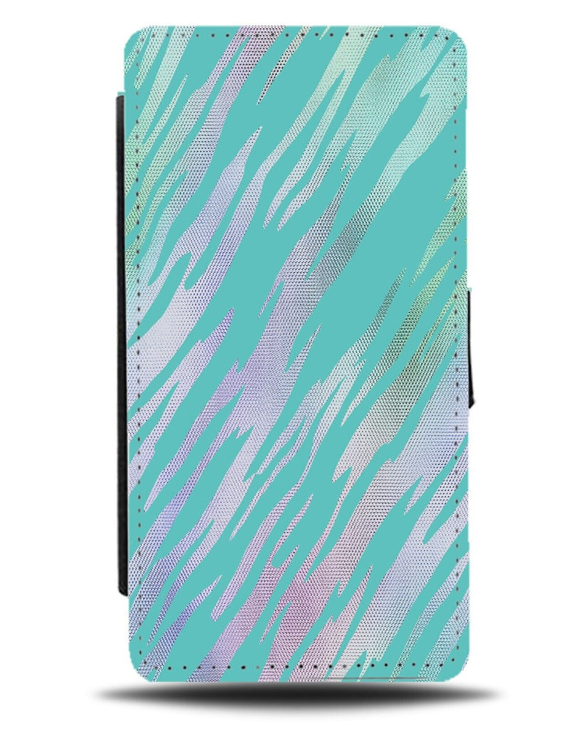 Turquoise Green Iridescent Zebra Stripes Flip Wallet Case Zebras Skin Print DE58