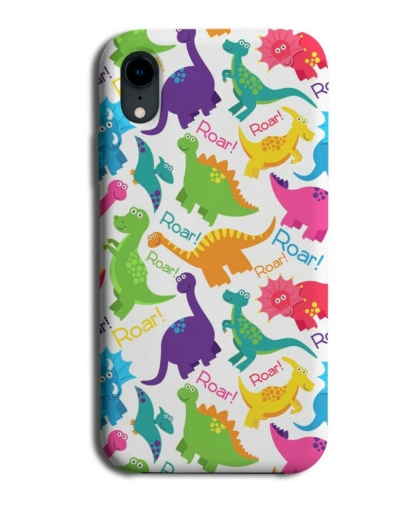 Childrens Brightly Coloured Dinosaurs Pattern Phone Case Cover Dinosaur F459