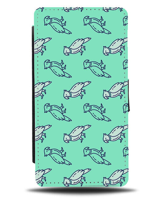 Parrot Pattern Flip Wallet Case Parrots Bird Birds Cartoon Kids Blue K811