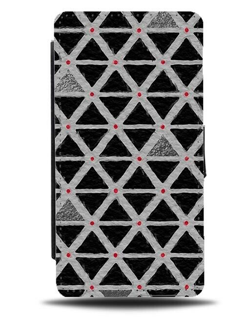 Grey Red and Black Dark Patterned Flip Wallet Case Pattern Shapes F175