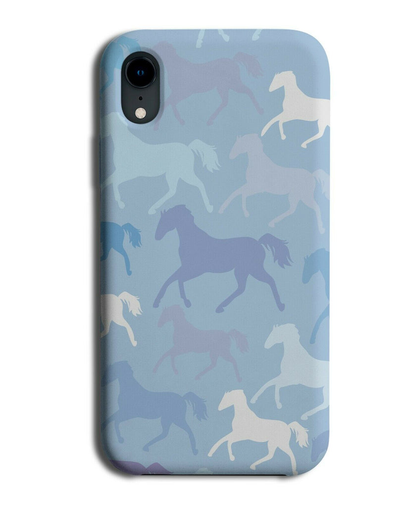 Blue Horses Pattern Phone Case Cover Horse Silhouette Shapes Pony Ponies G324