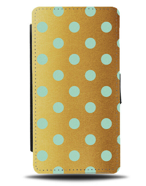 Gold With Mint Green Spotted Flip Cover Wallet Phone Case Spots Golden Dots i561