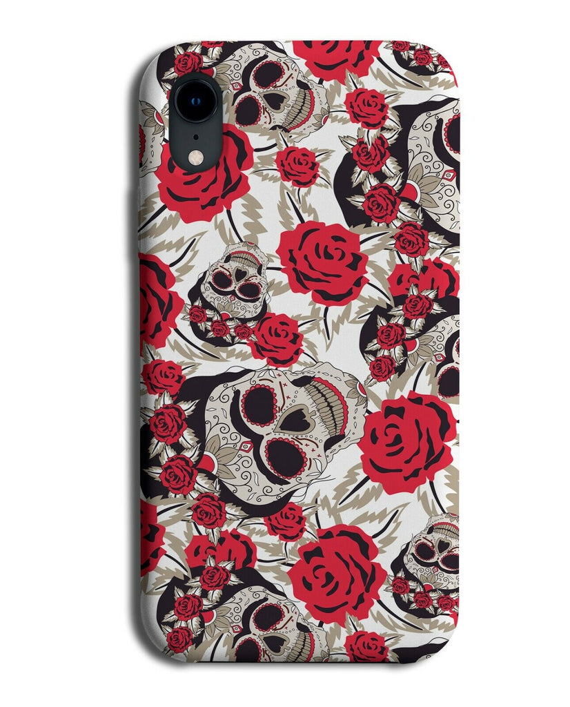 Womens Day Of The Dead Skulls and Flowers Phone Case Cover Skull Roses Red E625