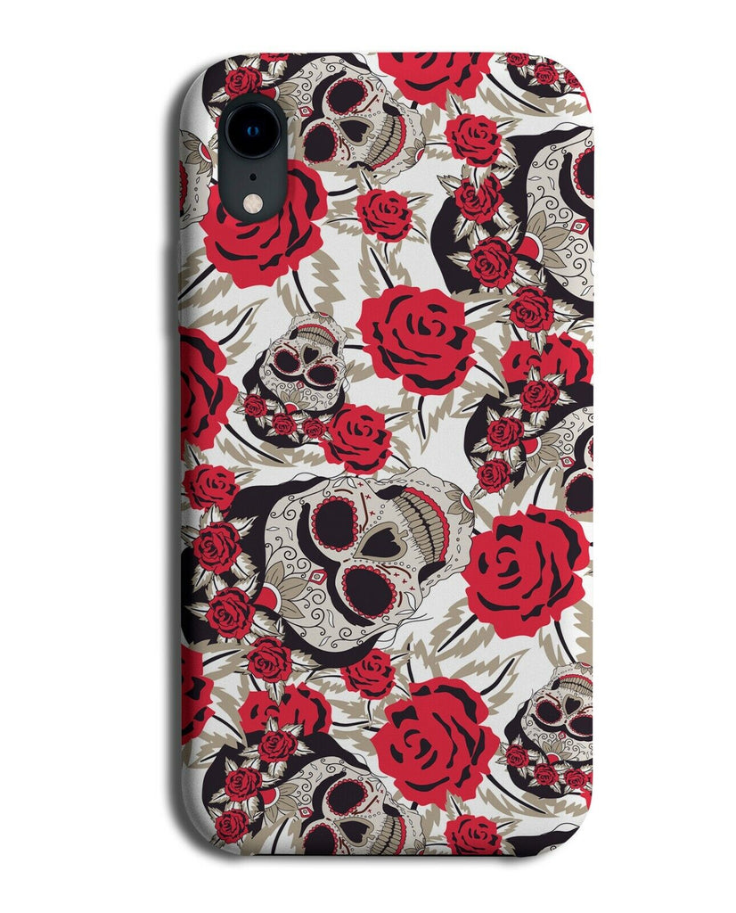 Womens Day Of The Dead Skulls and Flowers Phone Case Cover Skull Roses Red E625