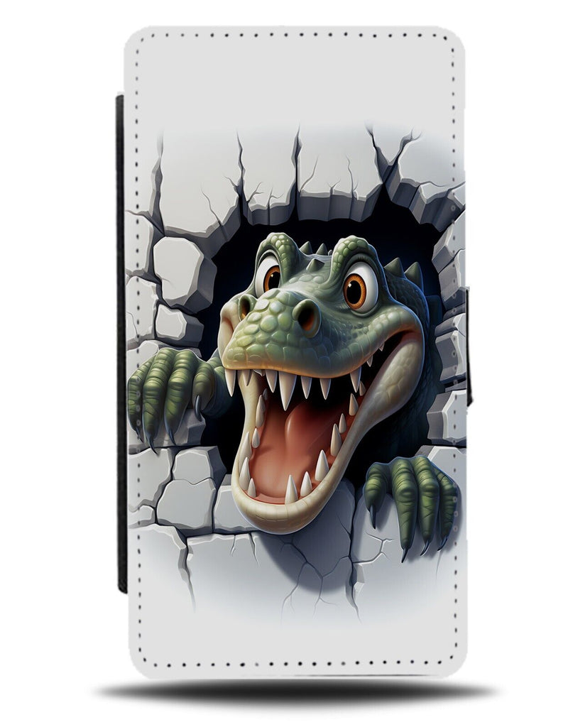 Alligator Bursting Through The Wall 3D Design Flip Wallet Case Novelty DC67