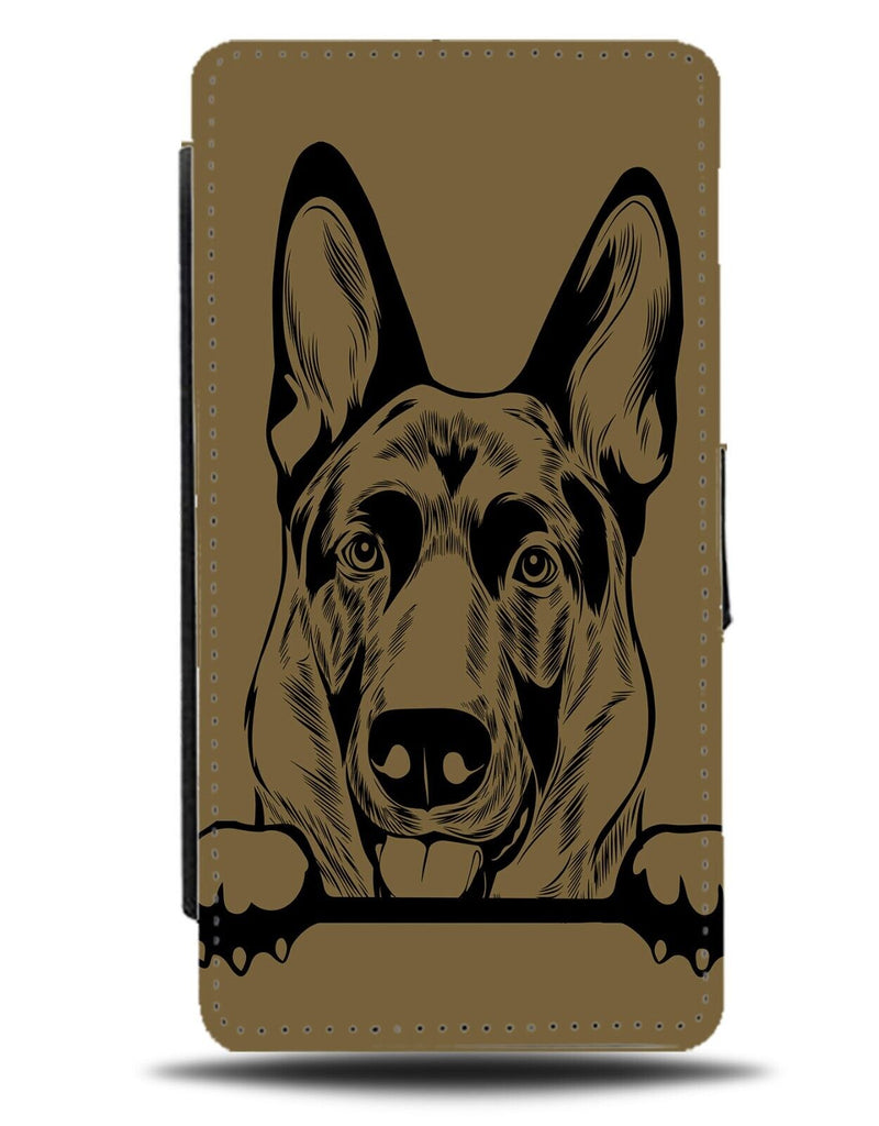 Brown German Shepherd Outline Shape Flip Wallet Case Shepherds Dog Dogs AA30