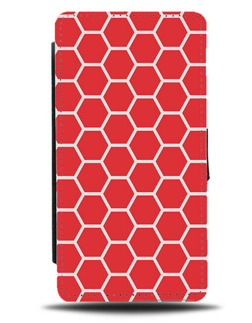 White & Red Beehive Honeycomb Pattern Flip Wallet Case Design Shapes G471