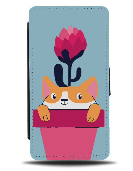 Fox In Plant Pot Flip Wallet Phone Case Cartoon Red Rose Flower Floral Kids E387