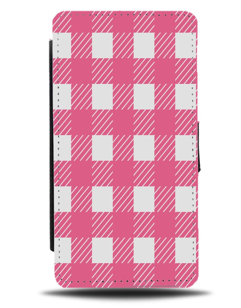 White and Pink Gingham Flannel Flip Wallet Case Style Design Chequers Pinks CH07