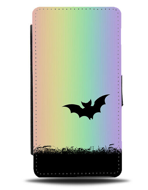 Bats Silhouette Flip Cover Wallet Phone Case Bat Rainbow Colourful Shapes I074