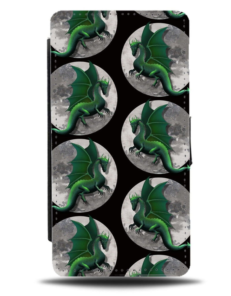 Flying Dragon Flip Wallet Case Dragons Moon Moons Nighttime Night Sky Time AM08