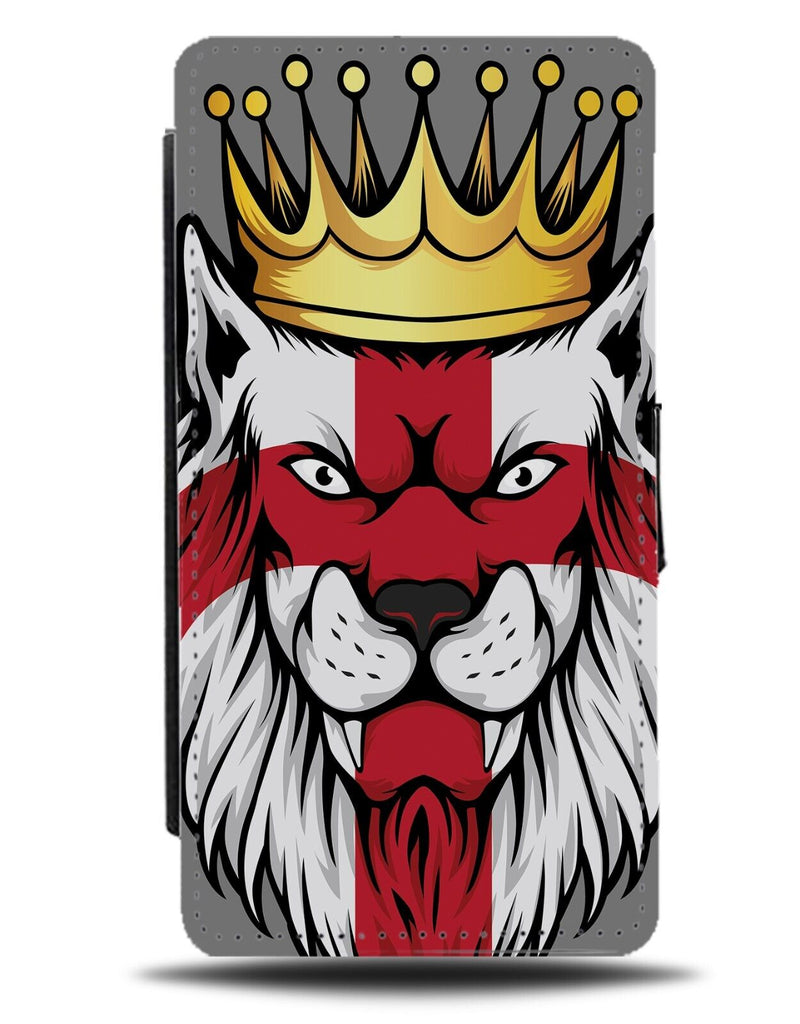 St George Flag Lion Face Flip Wallet Case English Head England Red Lions DA13