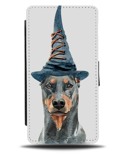 Dobermann Flip Wallet Phone Case Dog Wizard Hat Magic Magician Witch K551