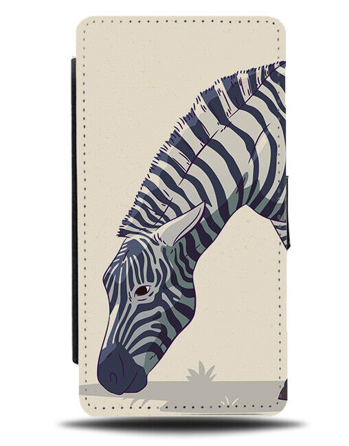 Grazing Zebra Eating Grass Flip Wallet Case Zebras Head Nature Comic K479