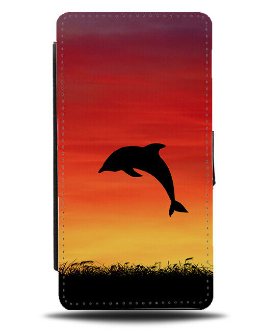Dolphin Silhouette Flip Cover Wallet Phone Case Dolphins Sunset Sunrise i238