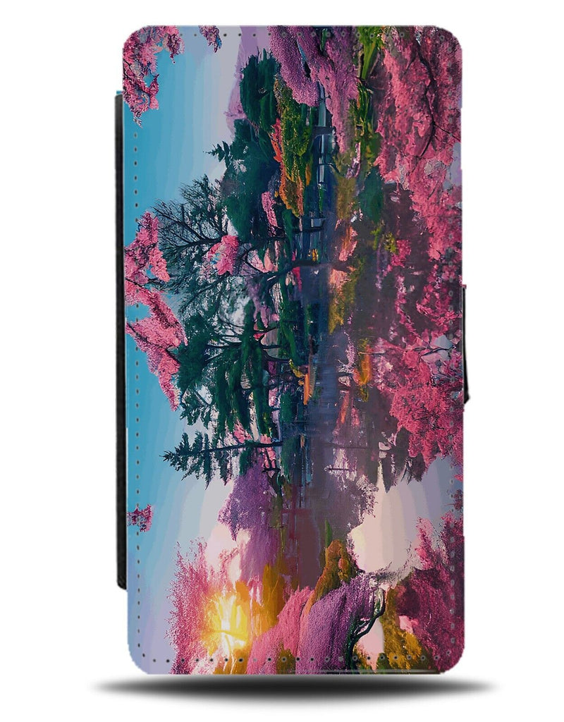 Cherry Blossoms Trees Flip Wallet Case Tree Blossom Leaves Pink Japanese BF34