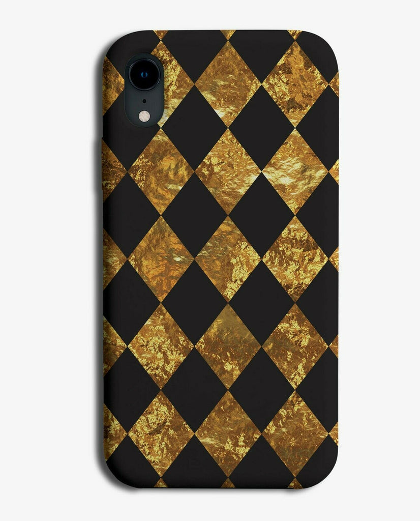 Black and Gold Chequers Phone Case Cover Diamonds Chequered E863